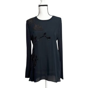 Ellie Tahari Navy With Black Flower Top
